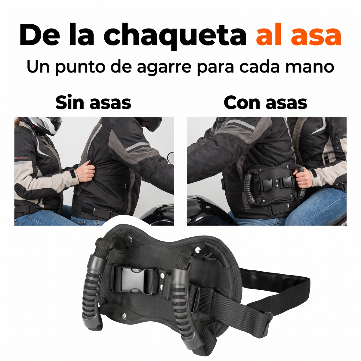 Cinturón con asas: tu pasajero, bien agarrado