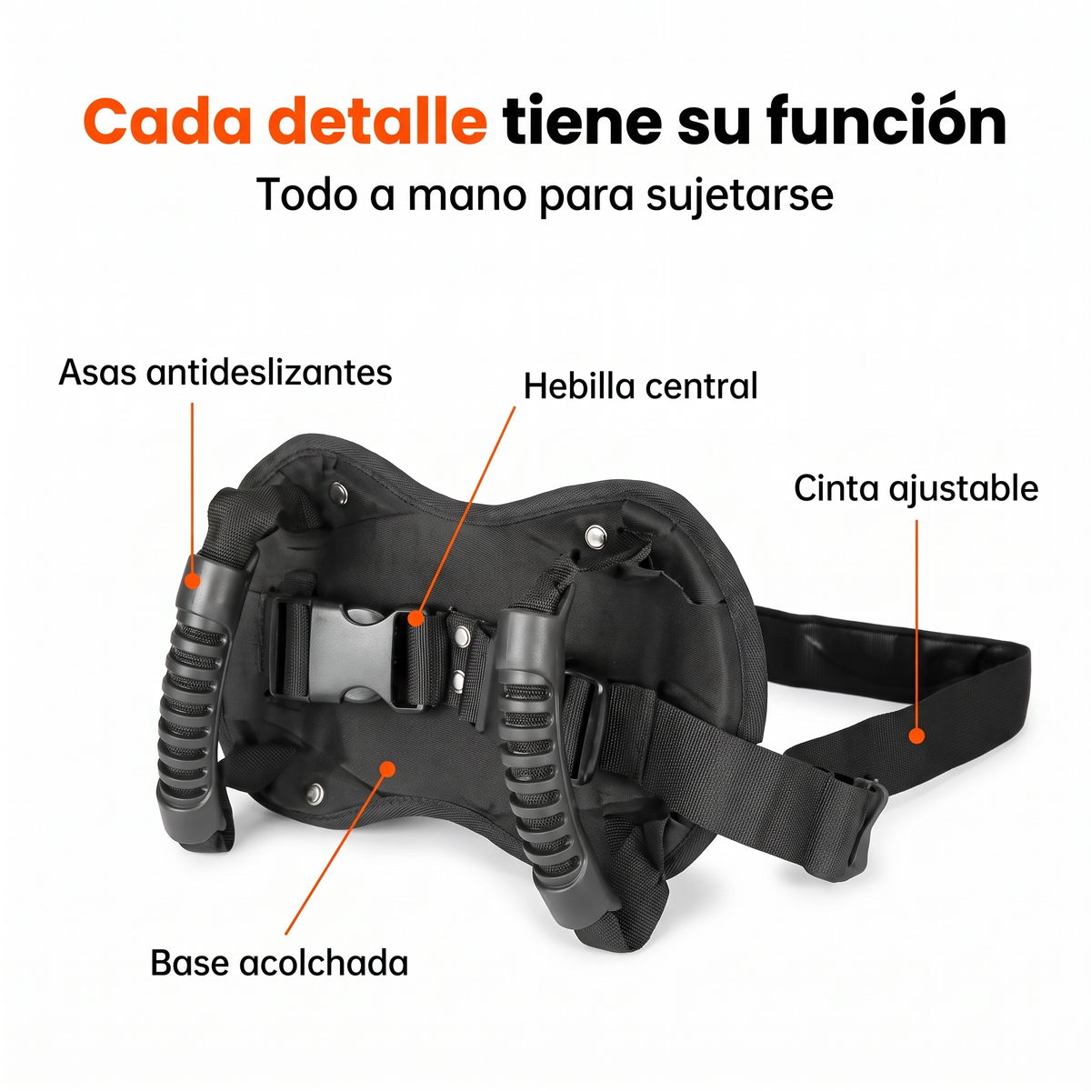 Cinturón con asas: tu pasajero, bien agarrado